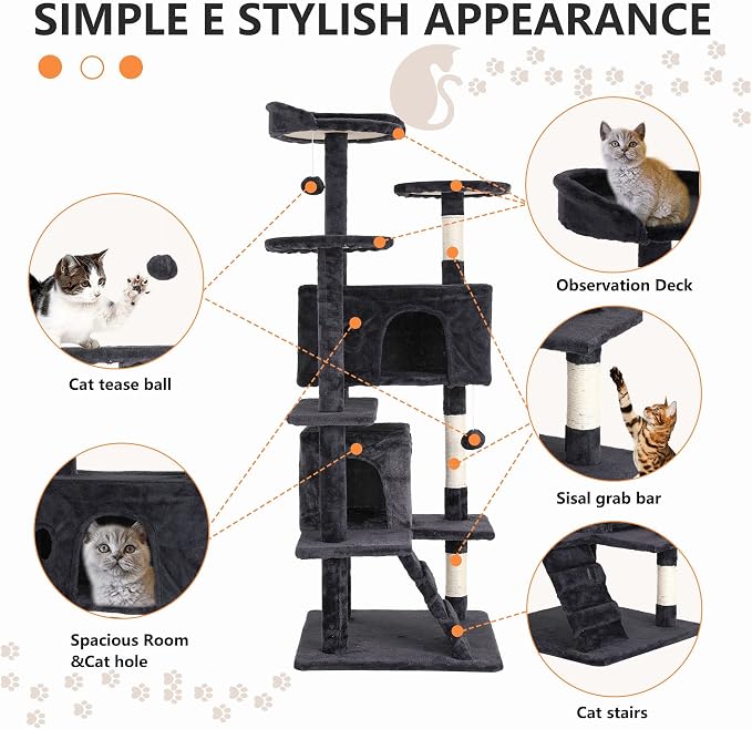 Cat Tree for Indoor Cats, Space Saving Cat Activity Center, Durable Pet Play - Image 3