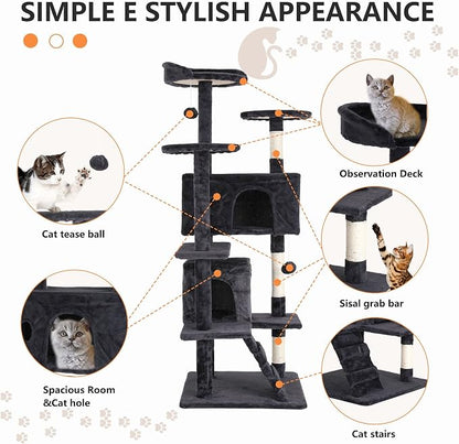 Cat Tree for Indoor Cats, Space Saving Cat Activity Center, Durable Pet Play - Image 3