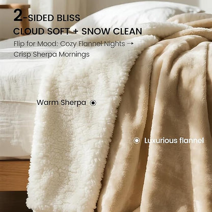 gogobunny Waterproof Bed Blanket, Reversible Sherpa Fleece Throw Blanket - Image 5