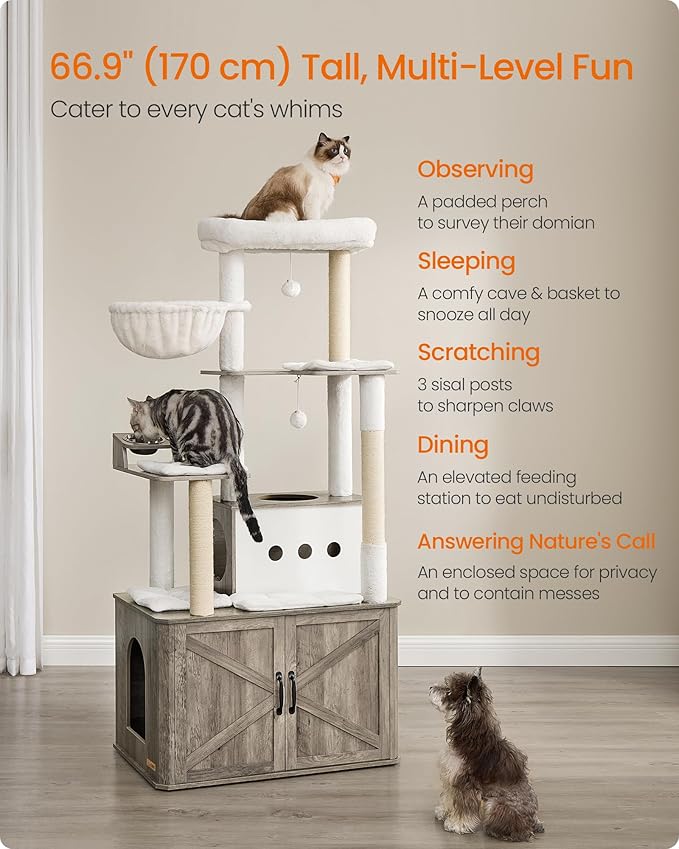 Feandrea Cat Tree, 66.9-Inch Cat Tower - Image 3
