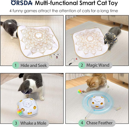 ORSDA Cat Toys for Indoor Cats, 4 in 1 Interactive Cat Toys, Automatic Cat Toy - Image 2
