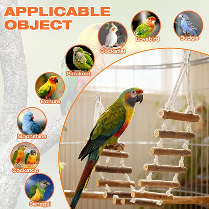 Naturals Rope Wooden Ladder Bird Swing - Image 4