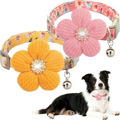 Medium Dog Collar with Flower, Dog Collars by COZIRAE