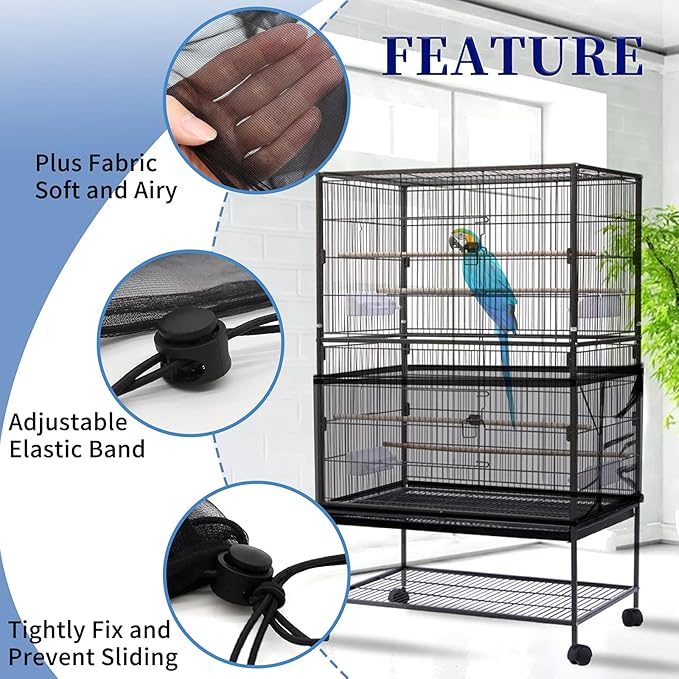 Daoeny Large Bird Cage Cover, Bird Cage Seed Catcher, Adjustable Soft Airy - Image 4