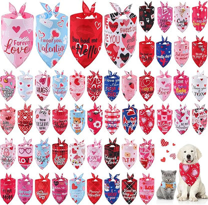 Chunful 50 Pcs Valentine's Day Dog Bandana Bulk by Chunful