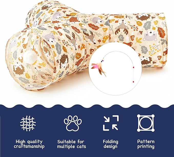Tempcore Pet Cat Tunnel Tube Cat Toys 3 Way Collapsible, Cat Tunnels - Image 7