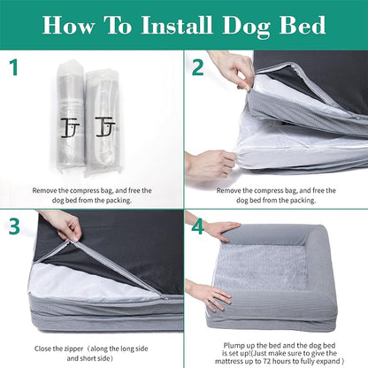 Orthopedic Dog Beds for Large Dogs, Waterproof Lined Egg Crate Foam Pet Bed Mat - Image 6