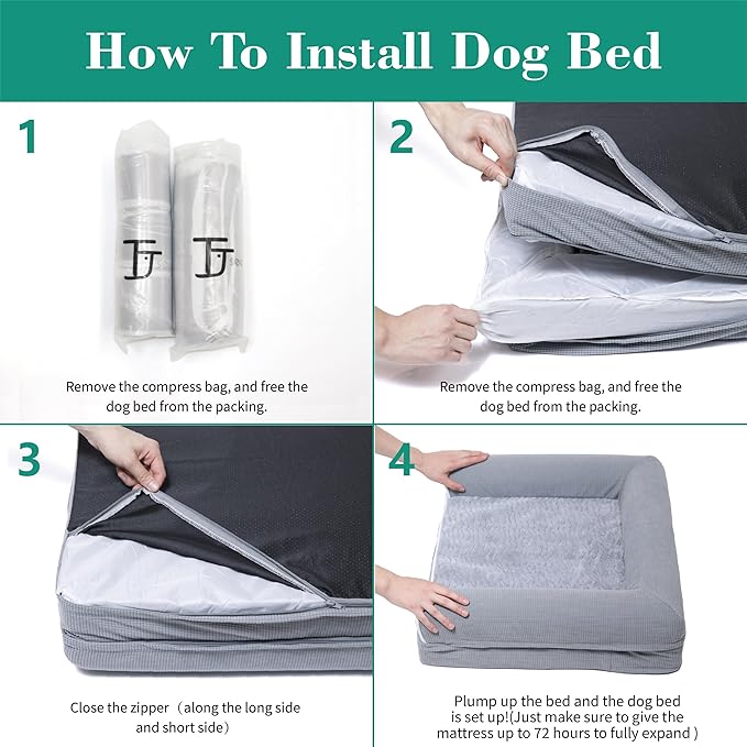 Orthopedic Dog Beds for Large Dogs, Waterproof Lined Egg Crate Foam Pet Bed Mat - Image 6