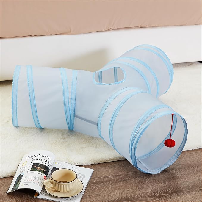 Tempcore Pet Cat Tunnel Collapsible Toy, 3-Way Kitty Tunnel - Image 2