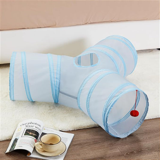 Tempcore Pet Cat Tunnel Collapsible Toy, 3-Way Kitty Tunnel - Image 2