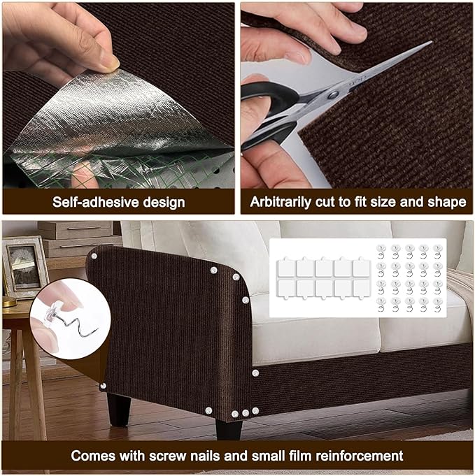 Cat Scratch Mat, 118.5"x15.9" Trimmable Self-Adhesive Cats Scratch Carpet - Image 3