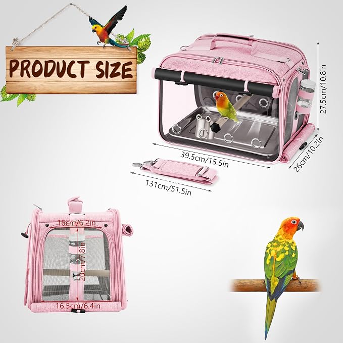 Suertree Bird Carrier Airline Approved, Bird Travel Cage - Image 6