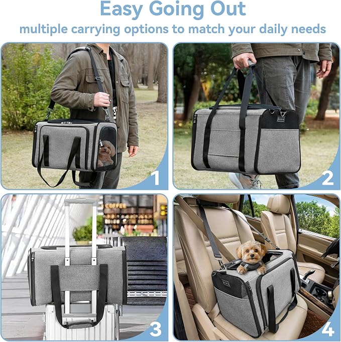Petsfit 19"X12" X12" Expandable Pet Carrier, Square Expansion Reduces Pet - Image 6