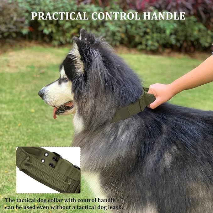 Tactical Dog Collar with Handle, Military Adjustable Heavy Duty Metal Buckle - Image 6