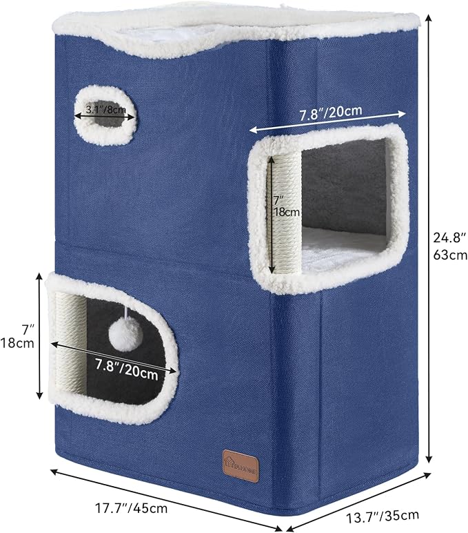YITAHOME 2-Tier Cat House, Indoor Cat Cave Bed Playhouse, Cat Tunnels - Image 5