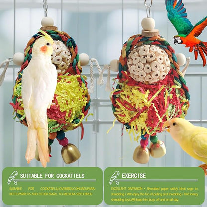 Bird Hoop Swing and Parakeet Toys, Natural Sola Balls and Shredding Hanging Toy - Image 6