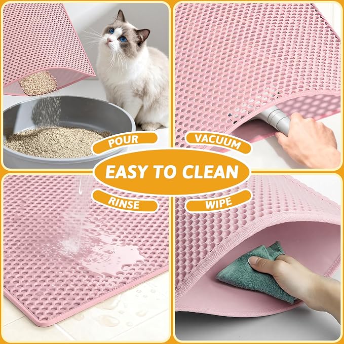 Pieviev Cat Litter Mat Double Layer Waterproof Urine Proof Trapping Mat 1 Pack) - Image 6