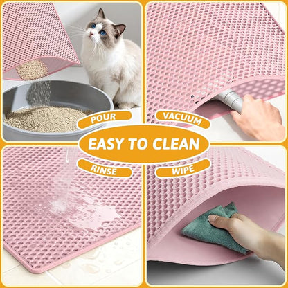 Pieviev Cat Litter Mat Double Layer Waterproof Urine Proof Trapping Mat 1 Pack) - Image 6