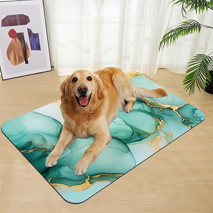 Green Marble Pet Feeding Mat for Floors–Christmas Stocking Absorbent Quick Dry - Image 7