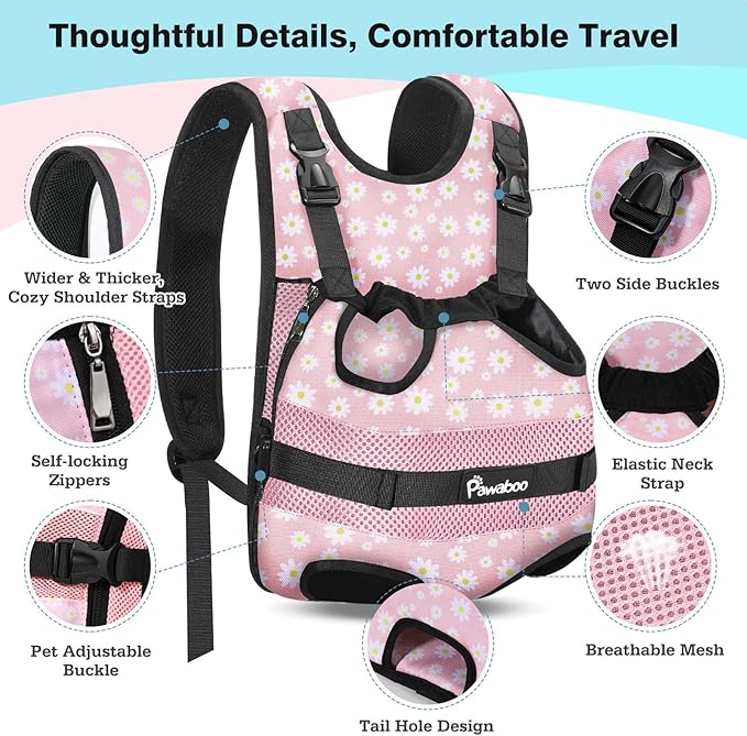 Pawaboo Pet Dog Front Carrier Backpacks, Legs Out Pet Carrier Backpack - Image 2