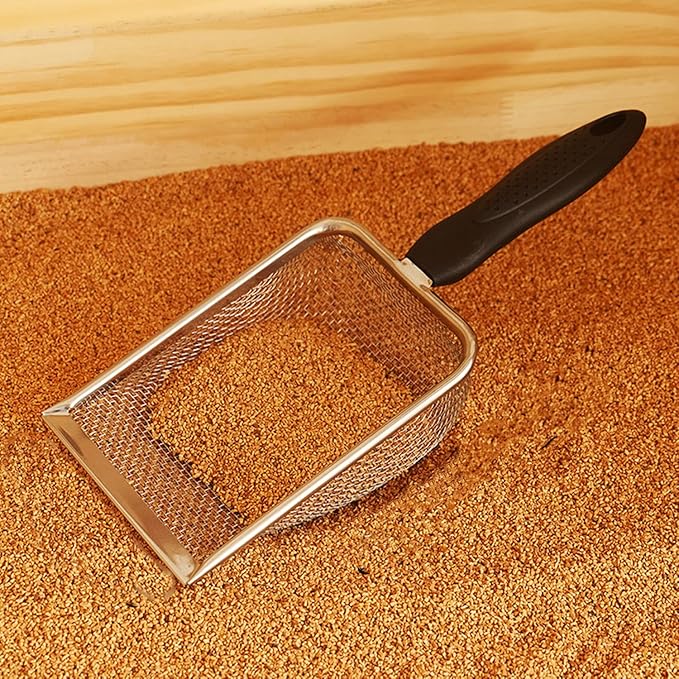 Cat Litter Scoop Stainless Steel Mesh Scooper Long Handle Deep Shovel Non-Stick - Image 5