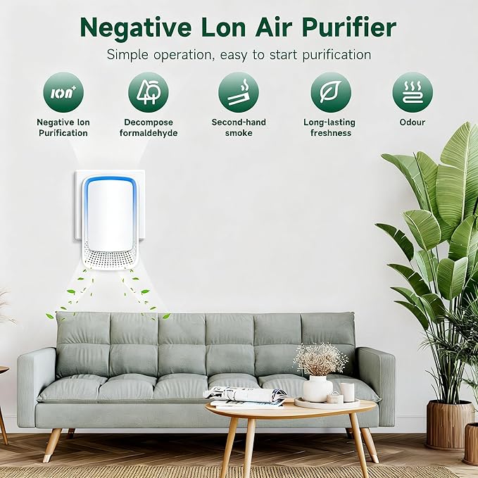 Plug In Air Ionizer Purifier for Home, Negative Ion Generator, Quiet Air - Image 3