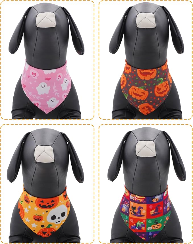 PET SHOW 50 Pack Halloween Big Dog Bandanas Bulk XL Washable Triangle Bibs - Image 5