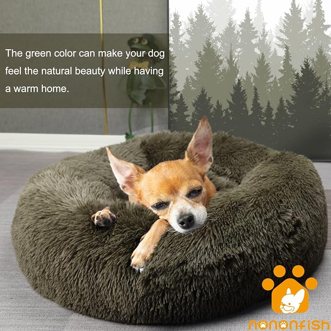 Calming Donut Dogs Beds for Small Dogs Washable, 19inch Fluffy Round Puppy Bed - Image 5
