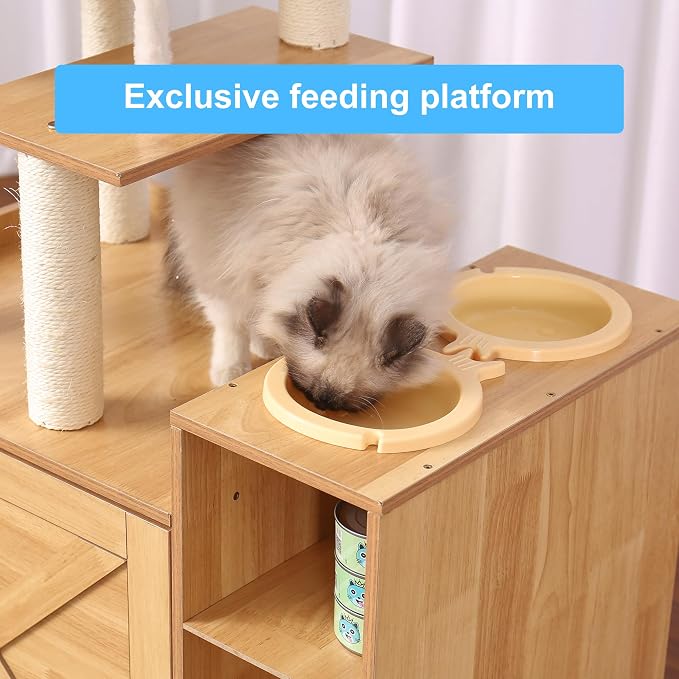 Hey-brother Cat Tree with Litter Box Enclosure, Modern Cat Tower - Image 6