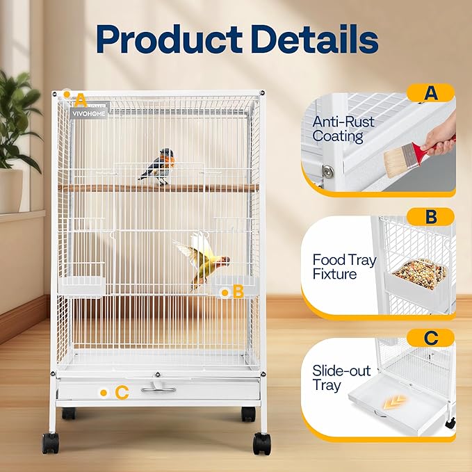 VIVOHOME 30 Inch Height Wrought Iron Bird Cage - Image 3