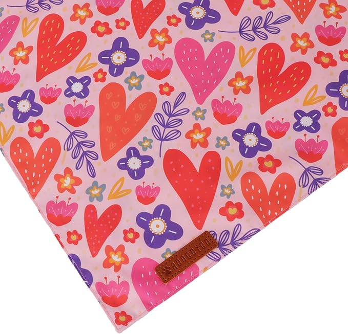ADOGGYGO Valentines Dog Bandana 2 Pack, Heart and Floral Print Pet Scarf Bib - Image 6