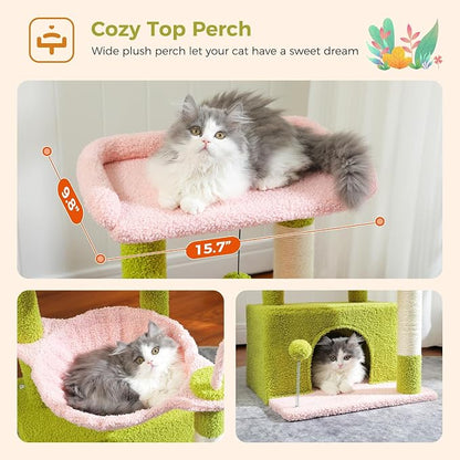 PEQULTI 4-in-1 Multi-Level Cat Tower, Scratching Post - Image 2