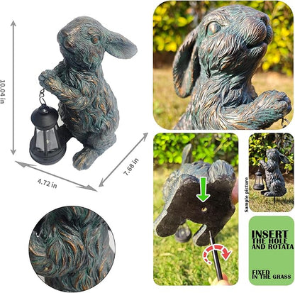Solar Garden Outdoor Decor Bunny Statues, Figurine Decorations Rabbit - Image 3