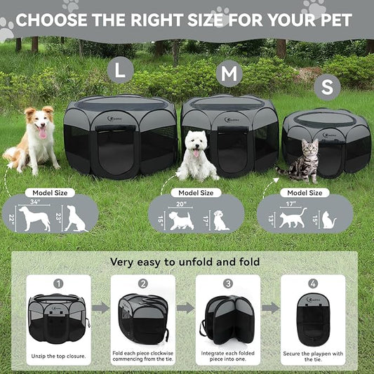 Dog Cat Playpen with Washable Pee Pad, Puppy Pet Playpen Indoor - Image 2