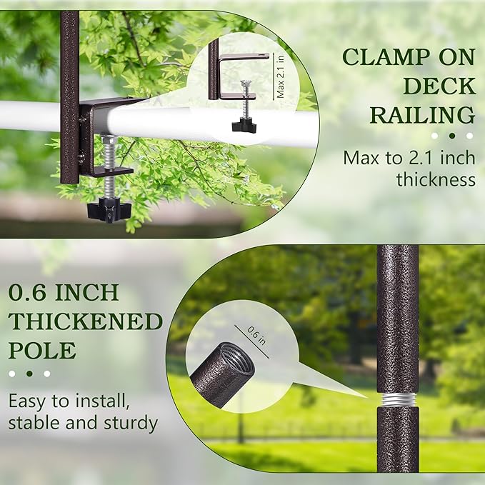 Deck Bird Feeder Pole Porch Multi-Hooks Hanging Kit - Image 4