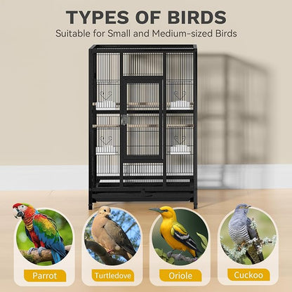 DWVO 53.9-Inch Metal Bird Cage: Large Parrot Cages - Image 6