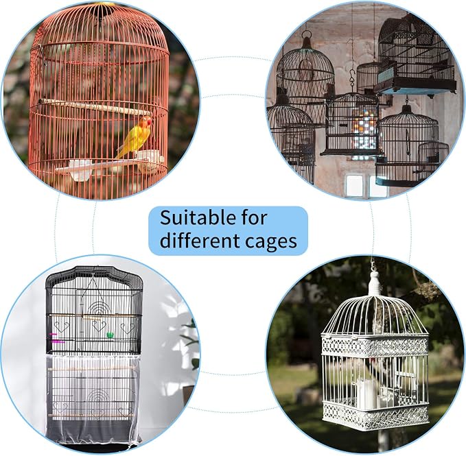 Daoeny Universal Bird Cage Cover, Adjustable Parrot Nylon Airy Soft Mesh Net - Image 5