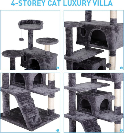 54-Inch Cat Tree for Large Cats, Sturdy Multi-Level Cat Tower - Image 2