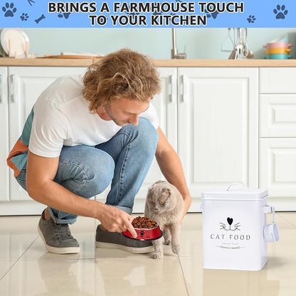 Meraki Home Farmhouse Cat Food and Treats Containers + Feed Scoop + Pet Food - Image 6