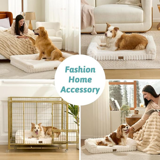 Cute Dog Bed for Small Dogs, Faux Rabbit Fur Orthopedic Foam Dog Bed - Image 2