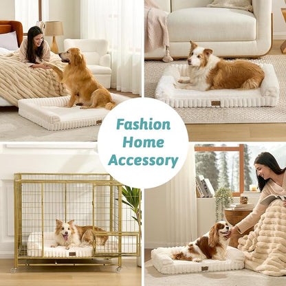 Cute Dog Bed for Medium Dogs, Faux Rabbit Fur Orthopedic Foam Dog Bed - Image 4