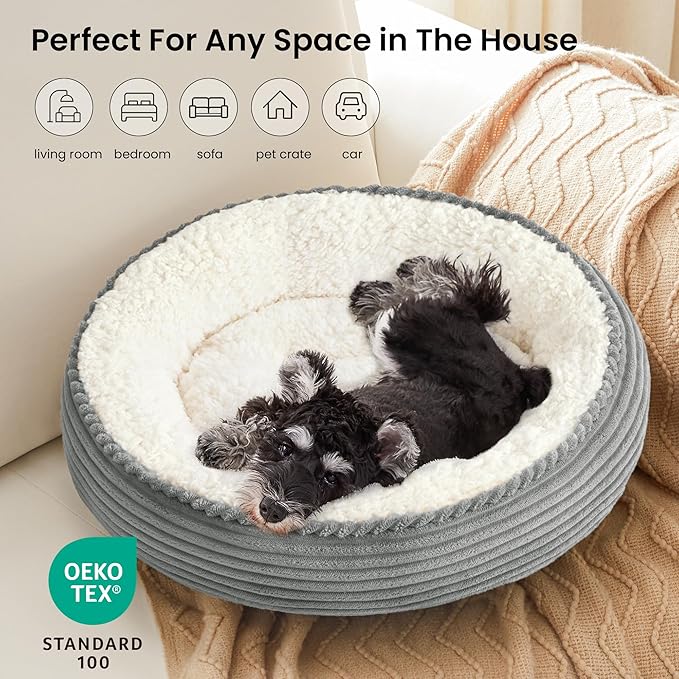 Love's cabin Round Donut Cat and Dog Cushion Bed, 25in Pet Bed - Image 6