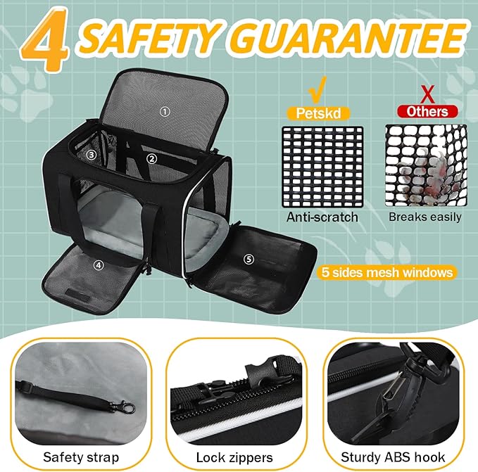 Petskd Pet Carrier 17x13x9.5 Southwest Airline Approved, Pet Travel Carrier Bag - Image 5