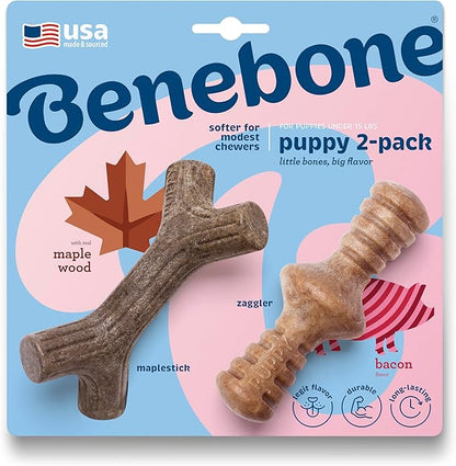 Benebone Puppy 2-Pack Maplestick/Zaggler Durable Dog Chew Toys by Benebone