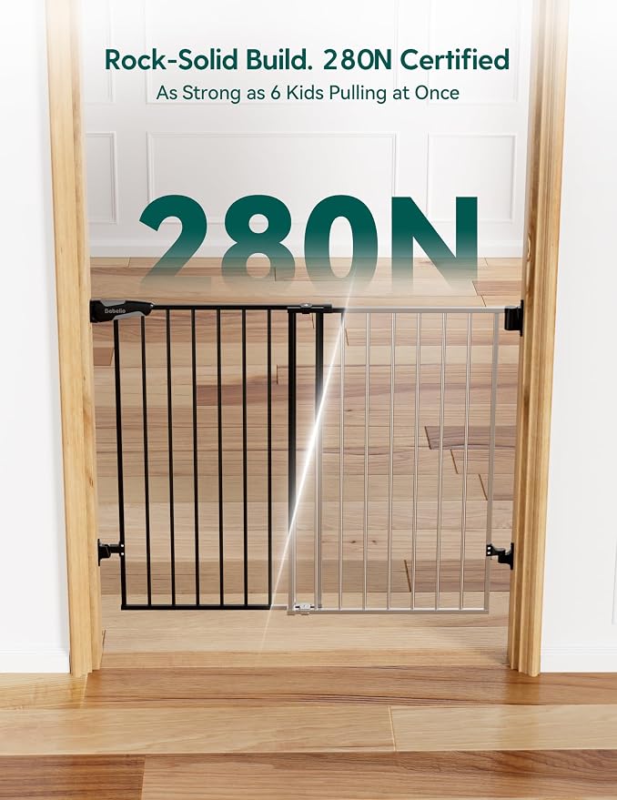 Babelio Baby Gate for Stairs, Kitchen & Doorways, No Bottom Bar| Easy - Image 4