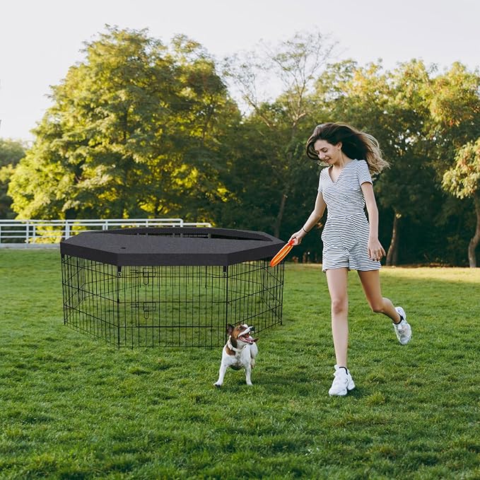 Dog Pen Pet Playpen Dog Fence Indoor Foldable Metal Wire Exercise Puppy Play - Image 7
