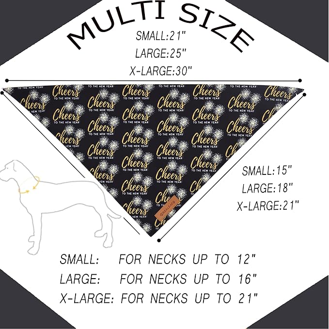 Realeaf New Year Dog Bandanas 2 Pack, Cheers to The New Year Dog Scarf - Image 2