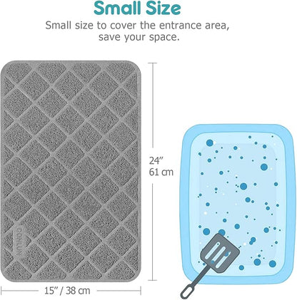 PVC Cat Litter Mat 24x15 Inch Grey, Less Waste Cat Litter Box Mat, Soft on - Image 2