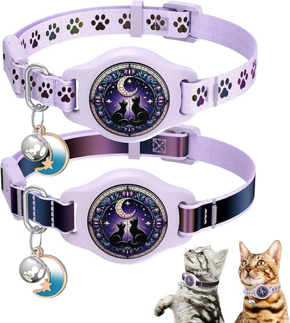 Cat Collar with Airtag Holder, 2 Pack Waterproof Breakaway Kitten Collar by typecase