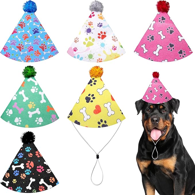6pcs Dog Birthday Party Hats Felt by JpGdn